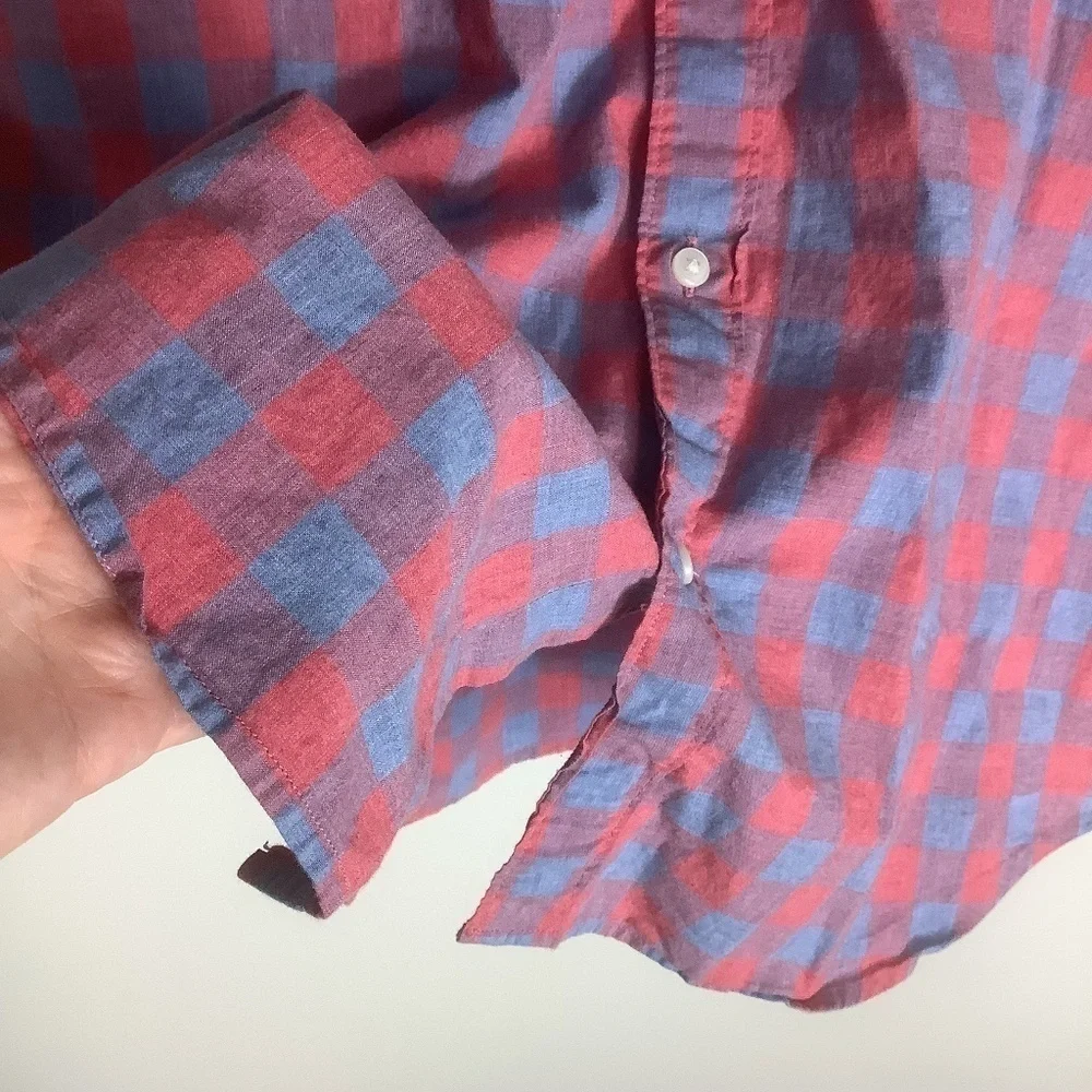 J.Crew Men's‎ Classic Gingham Button Down Short Sleeve Shirt XL